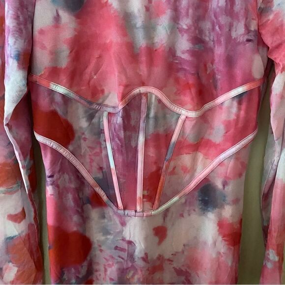 BARDOT Lena corset Mesh Midi Dress In Wildflower print bodycon Revolve XL 10 - Picture 12 of 16